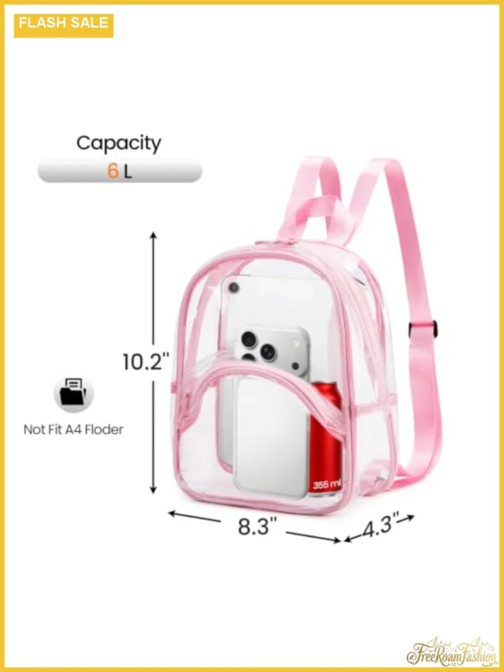 Clear Stadium Approved Mini Backpack Waterproof PVC Travel Concert Festival Bag